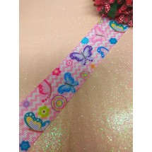 Репсовая лента с рисунком 2,5 см, цена за 1 м